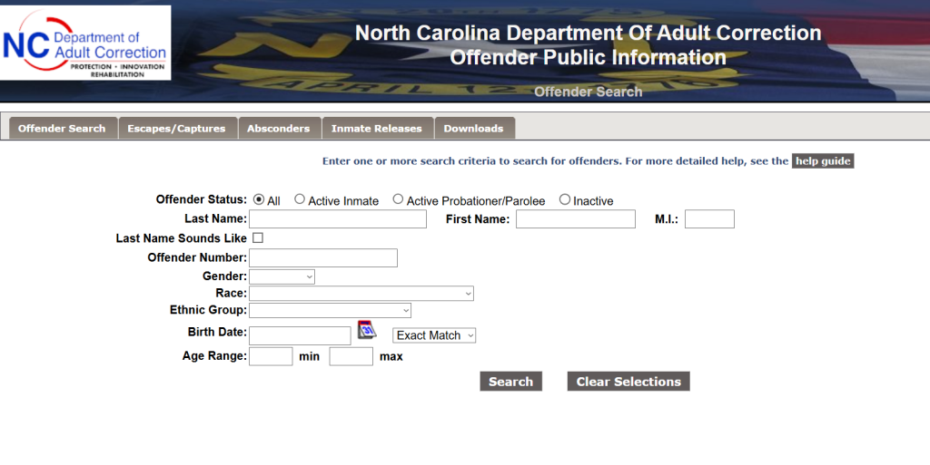 North Carolina Department Of Adult Correction Offender Public Information